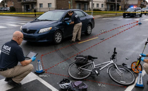 Pedestrian and Bicyclist Collision Reconstruction: Impact Dynamics, Throw Distance, and Visibility Analysis