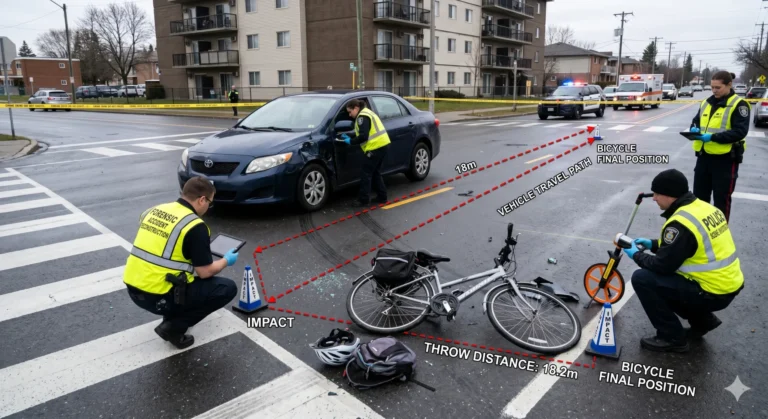 Pedestrian and Bicyclist Collision Reconstruction: Impact Dynamics, Throw Distance, and Visibility Analysis