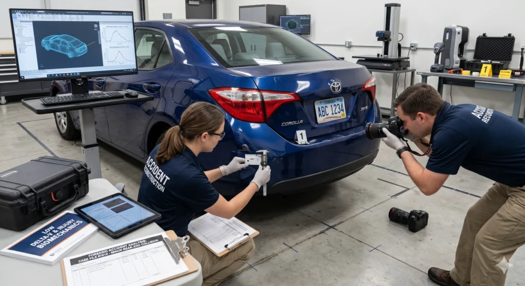 Low delta-V collision reconstruction and occupant kinematics analysis