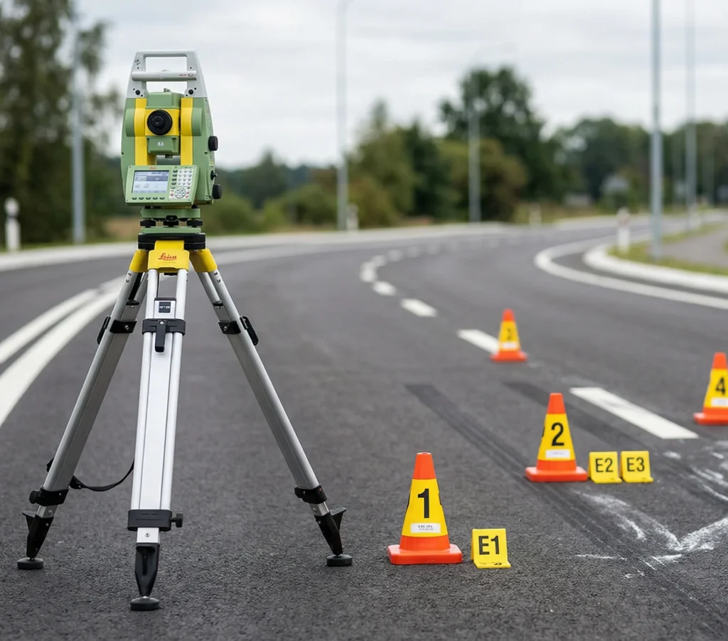 Total station surveying for forensic scene measurement