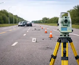 Total station surveying for precise forensic collision scene measurements