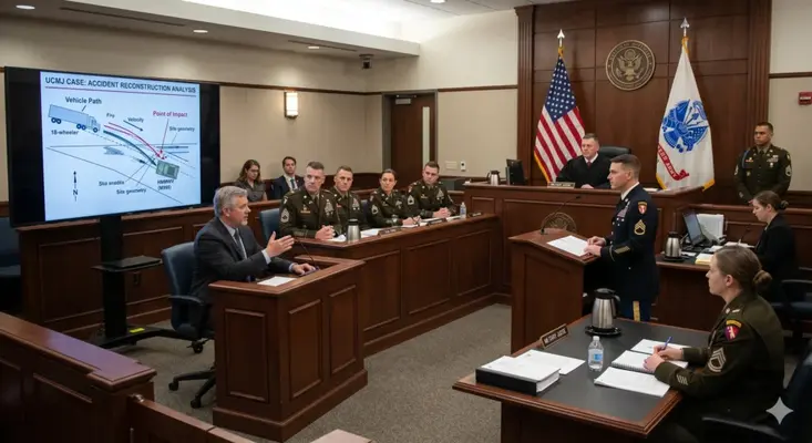 Forensic reconstruction analysis for UCMJ court-martial vehicular cases